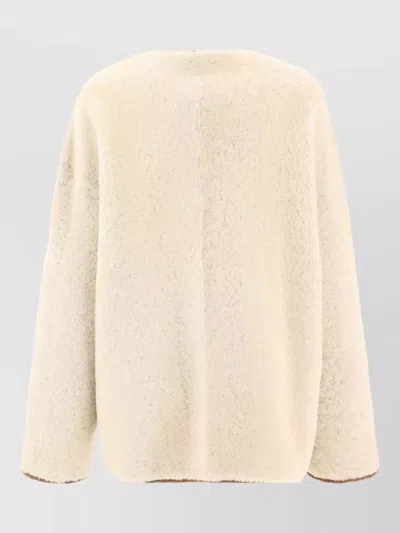 Giovi Shearling Jacket Reversible Round Neck Trim In Orange