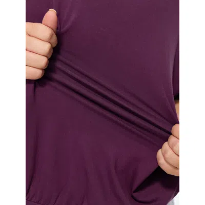 Bloomchic Supersoft Stretchy V-neck Plain T-shirt In Deeppurplered