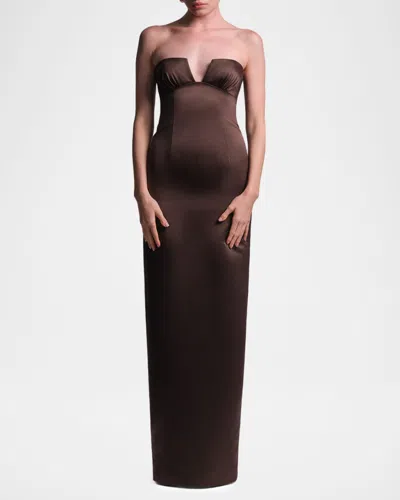 Bcbg Mariane Strapless Satin Column Gown