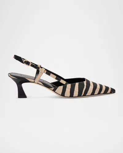 Stuart Weitzman 50mm Vinnie Zebra Moire Slingback Pumps
