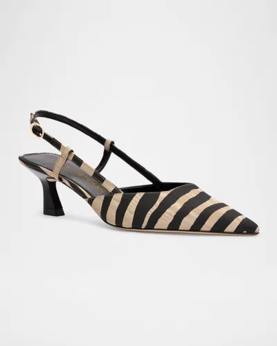 Stuart Weitzman 50mm Vinnie Zebra Moire Slingback Pumps