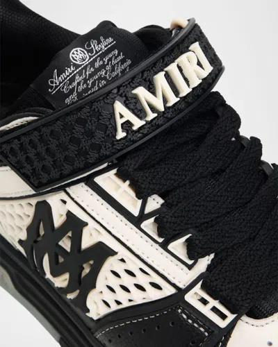 Amiri Perforated Leather Sneaker With Hook-and-loop Closure In Animal Print