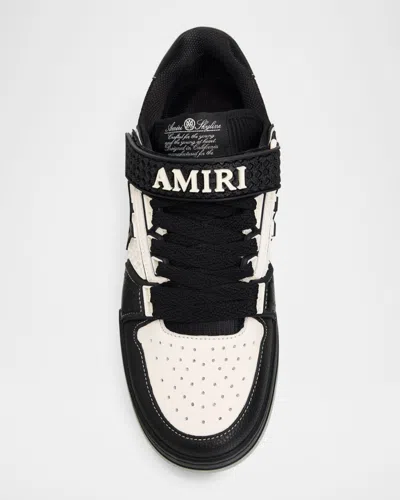 Amiri Perforated Leather Sneaker With Hook-and-loop Closure In Animal Print
