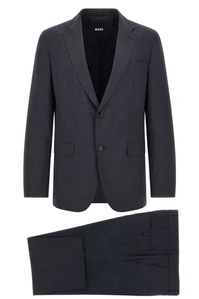 Hugo Boss Micro-texture Single-breasted Suit In Blue