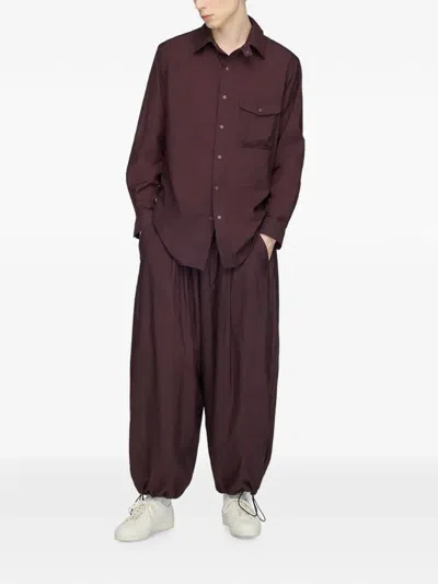 Y-3 Gradient 3-stripes Nylon Overshirt In Burgundy