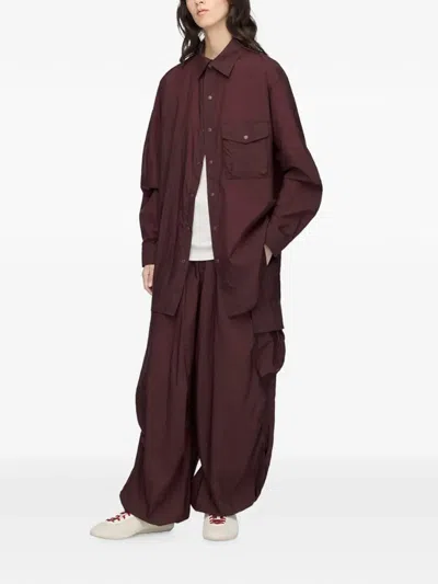 Y-3 Gradient 3-stripes Nylon Overshirt In Burgundy