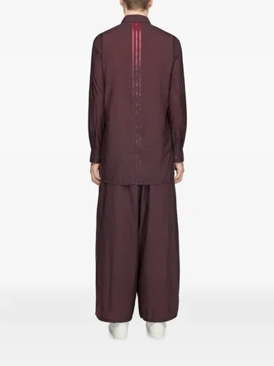 Y-3 Gradient 3-stripes Nylon Overshirt In Burgundy