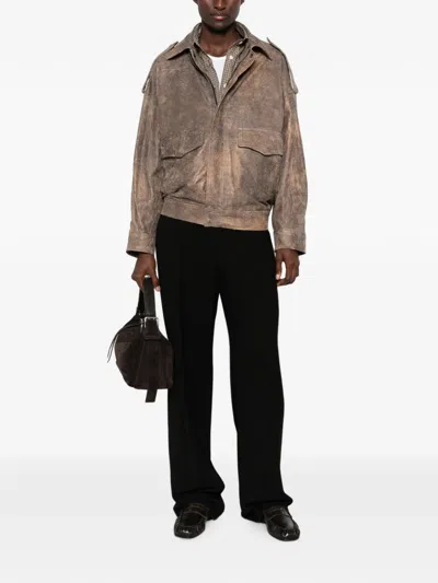 DISTRESSED-EFFECT EPAULETTE JACKET