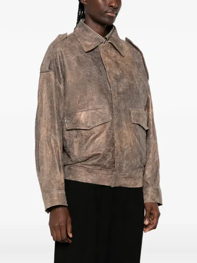 DISTRESSED-EFFECT EPAULETTE JACKET
