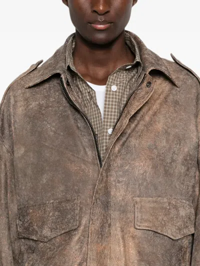 DISTRESSED-EFFECT EPAULETTE JACKET