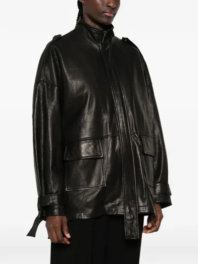 LEATHER EPAULETTE JACKET
