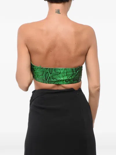 Dsquared2 Python-effect Leather Top In Green