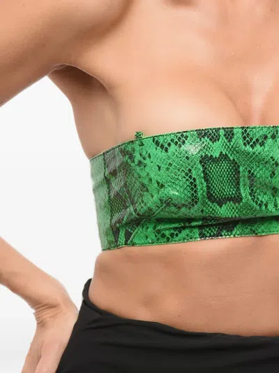 Dsquared2 Python-effect Leather Top In Green