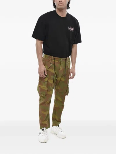 Dsquared2 Camouflage-pattern Logo-print Cargo Pants In Brown