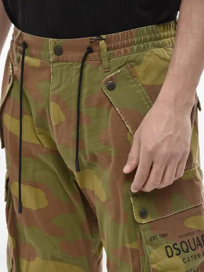 Dsquared2 Camouflage-pattern Logo-print Cargo Pants In Brown