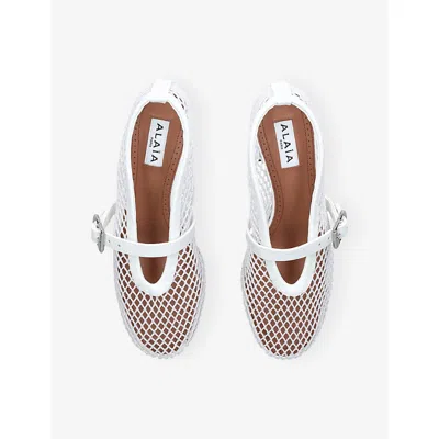 Alaïa 55 Leather-trimmed Mesh Pumps In White