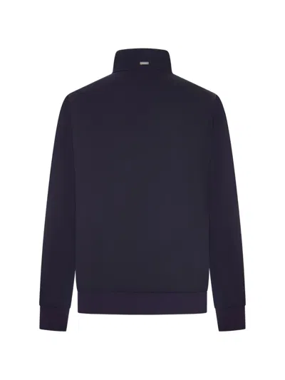 Herno Wool-blend Zip-up Bomber Jacket In Blue