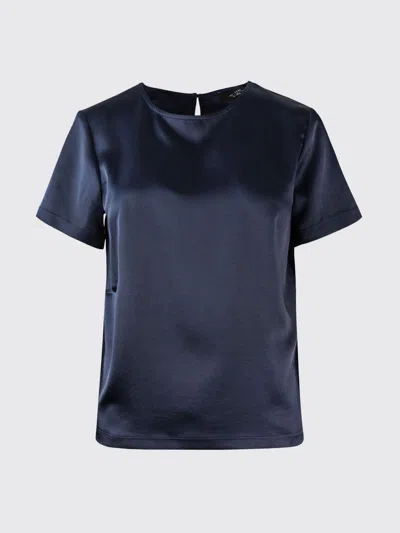 Weekend Max Mara Blue Solid Round Neck T-shirt In Blue