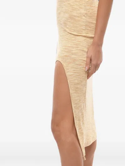 Samsoe & Samsoe Front-slit Midi Dress In Neutral