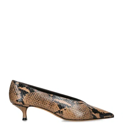 Le Monde Beryl Leopard-pattern Python Print Leather Pumps With Medium Heel For Women