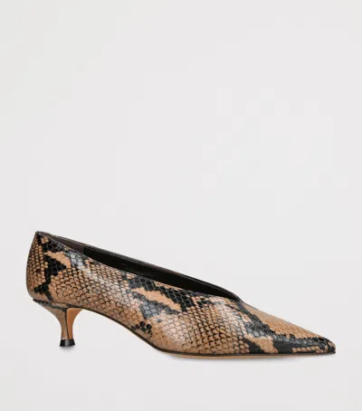 Le Monde Beryl Leopard-pattern Python Print Leather Pumps With Medium Heel For Women