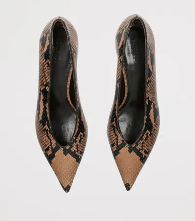 Le Monde Beryl Leopard-pattern Python Print Leather Pumps With Medium Heel For Women