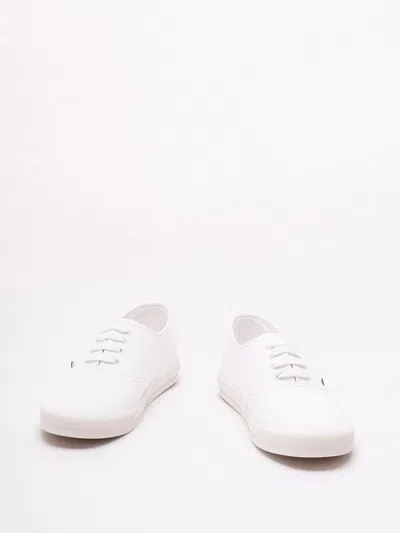 Prada Drill Fabric Low Top Lace Up Sneakers In White
