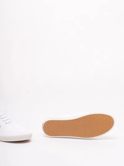Prada Drill Fabric Low Top Lace Up Sneakers In White