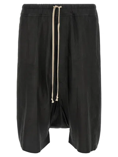 Rick Owens Drawstring Drop-crotch Shorts In Black