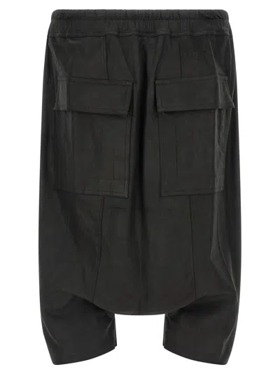 Rick Owens Drawstring Drop-crotch Shorts In Black
