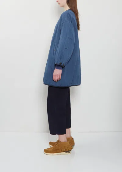 Visvim Liner Riversible Wool Linen Coat In Blue