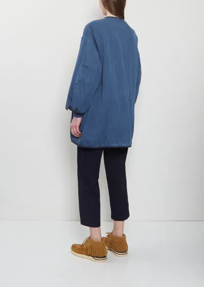 Visvim Liner Riversible Wool Linen Coat In Blue