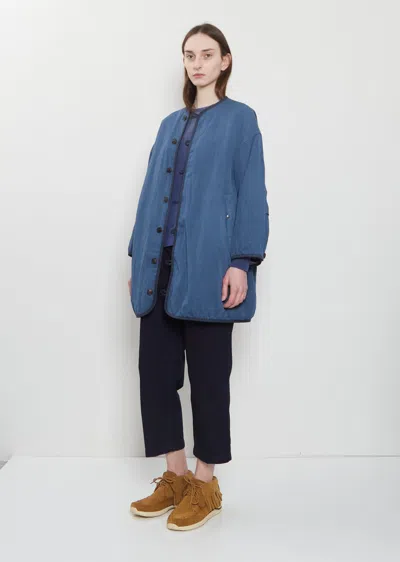 Visvim Liner Riversible Wool Linen Coat In Blue