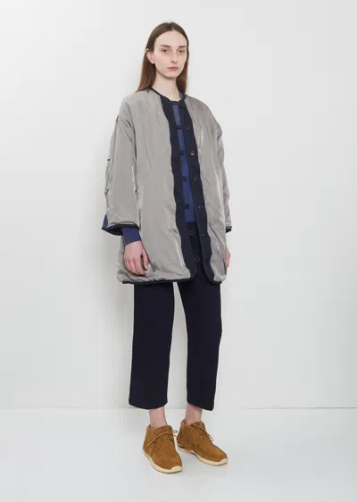 Visvim Liner Riversible Wool Linen Coat In Blue
