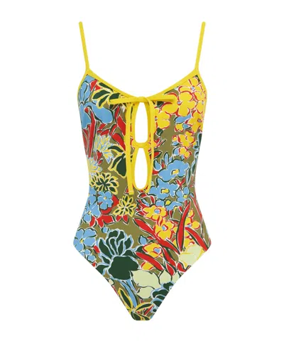 Alemais Low Back Adjustable Strap Self-tie Keyhole Front Bodysuit In Multi