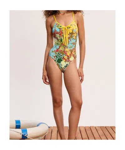 Alemais Low Back Adjustable Strap Self-tie Keyhole Front Bodysuit In Multi