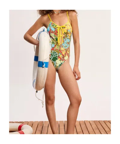 Alemais Low Back Adjustable Strap Self-tie Keyhole Front Bodysuit In Multi