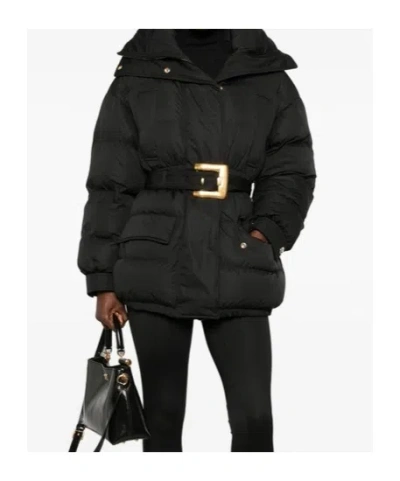 Balmain Belted Puffer Jacket In Black