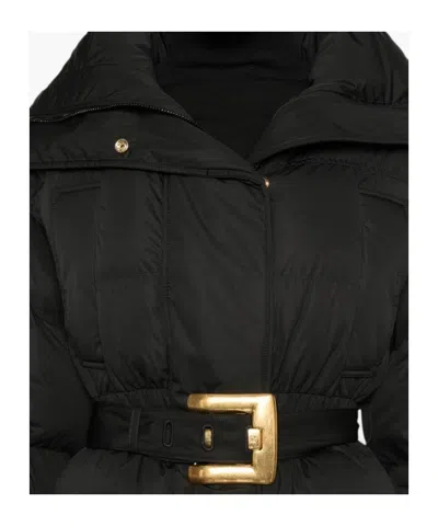Balmain Belted Puffer Jacket In Black