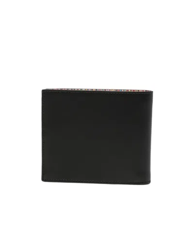 Paul Smith Leather Bifold Wallet Horizontal Folding Design In Black