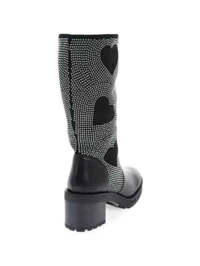 Moschino Studded Heart-pattern Boots In Multi