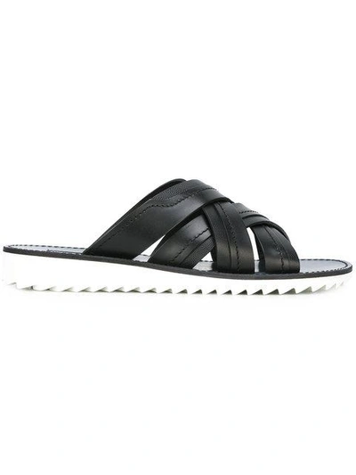 Shop Dolce & Gabbana Cross-strap Sandals In Black