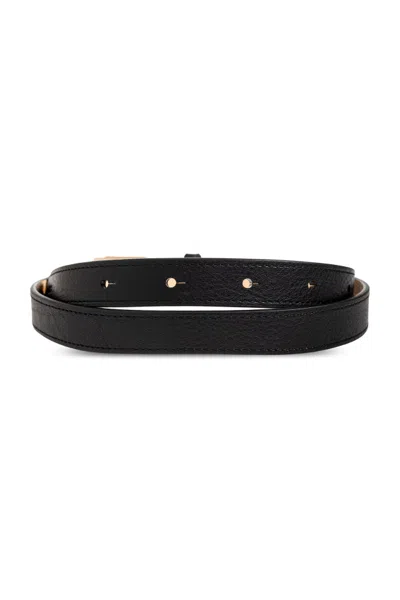 Dsquared2 D2 Plaque Leather Belt In Black