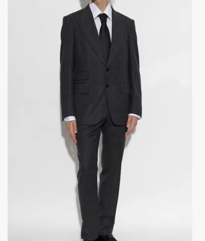 Tom Ford Check-pattern Wool Suit In Gray