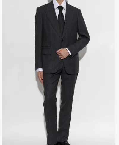 Tom Ford Check-pattern Wool Suit In Gray