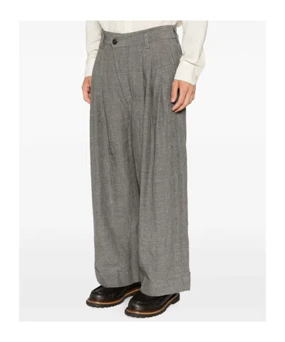 Ziggy Chen Check-pattern Trousers In Gray
