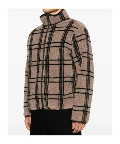 Ranra Check-pattern Fleece Jacket In Brown