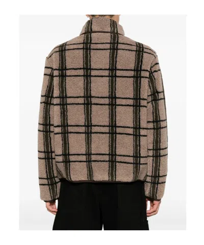Ranra Check-pattern Fleece Jacket In Brown