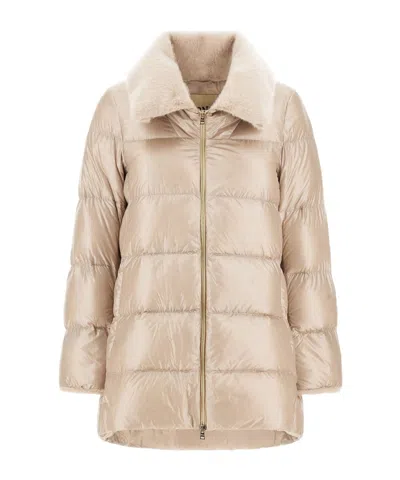 Herno Long-sleeved Down Jacket In Neutral