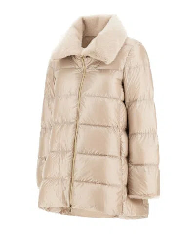 Herno Long-sleeved Down Jacket In Neutral